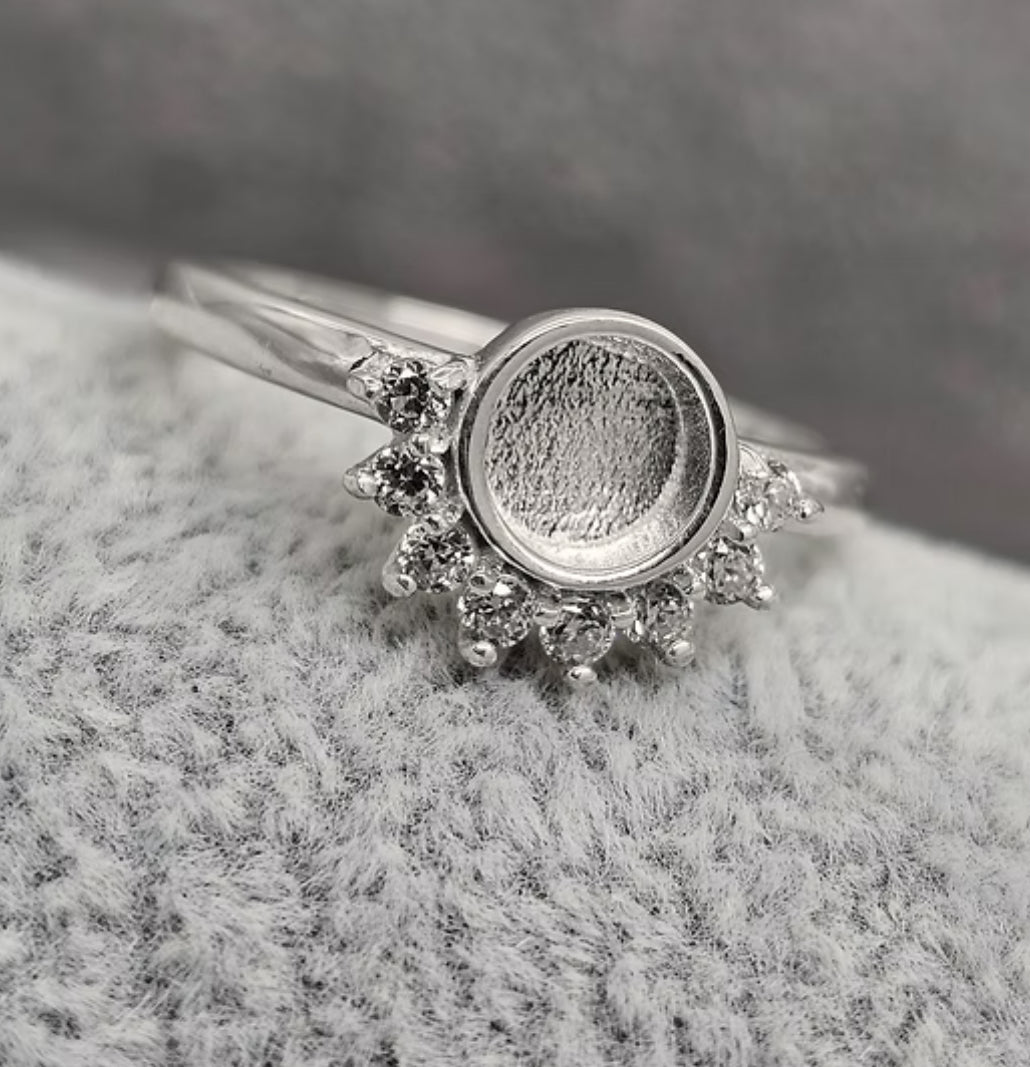 Half round cz bezel ring