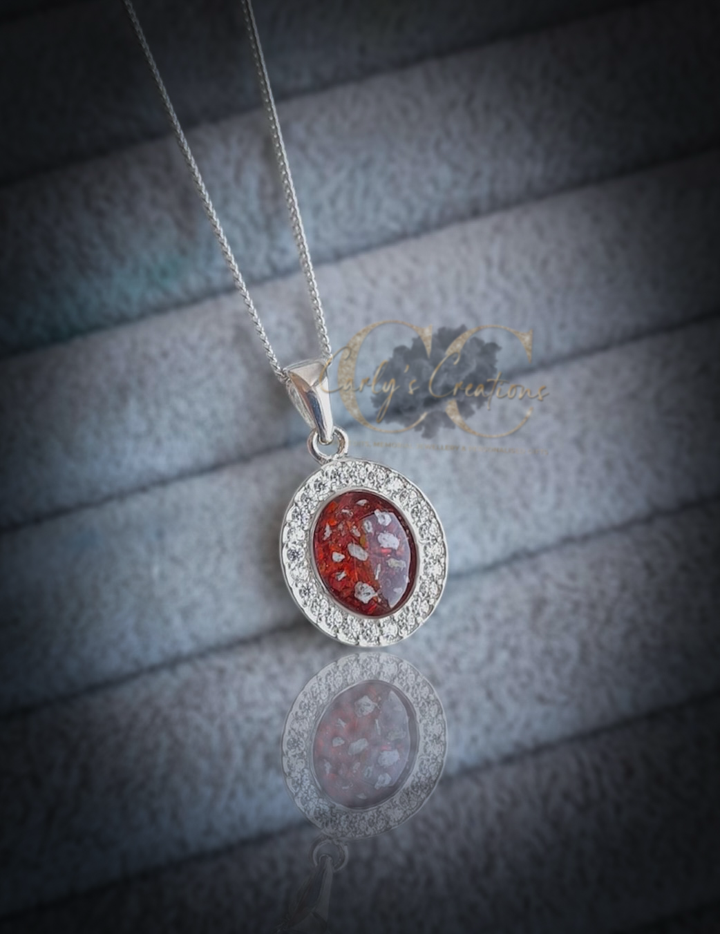 Oval with CZ surround pendant necklace