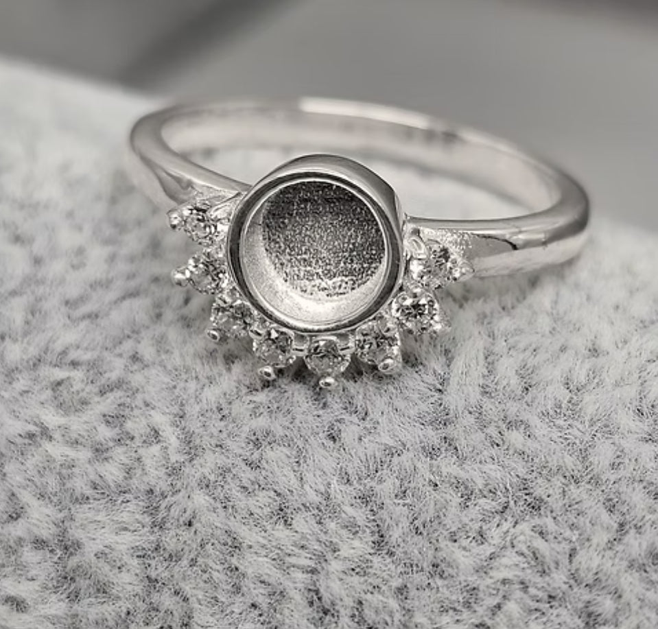 Half round cz bezel ring