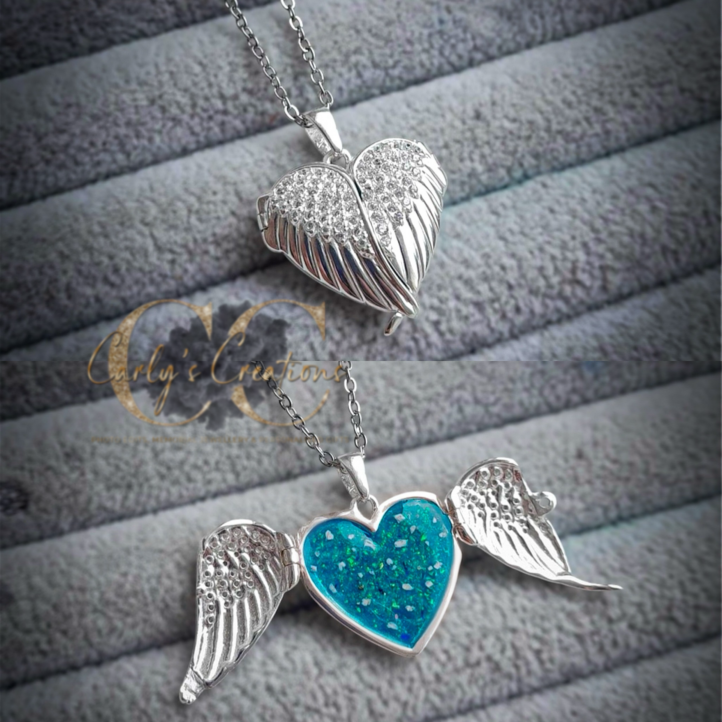 wing heart locket necklace