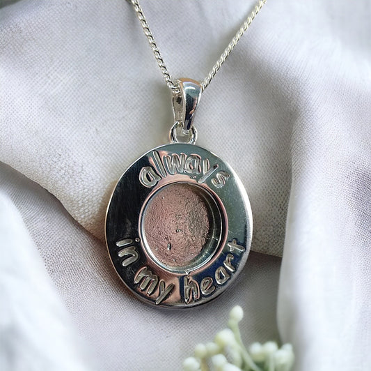 Always in my heart round pendant necklace