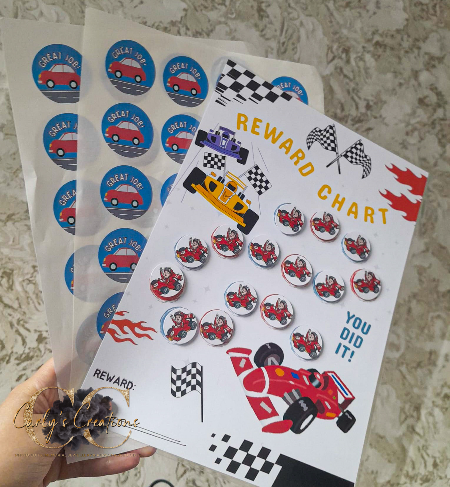 Kids car reward chart & sticker set
