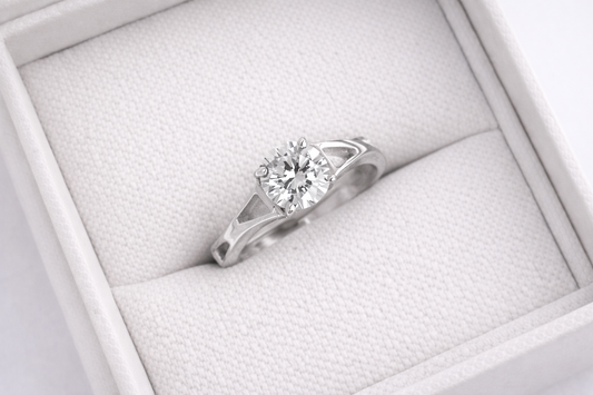 Twisted channel solitaire memorial ring