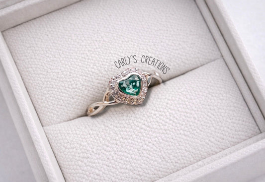 Infinity heart style memorial ring