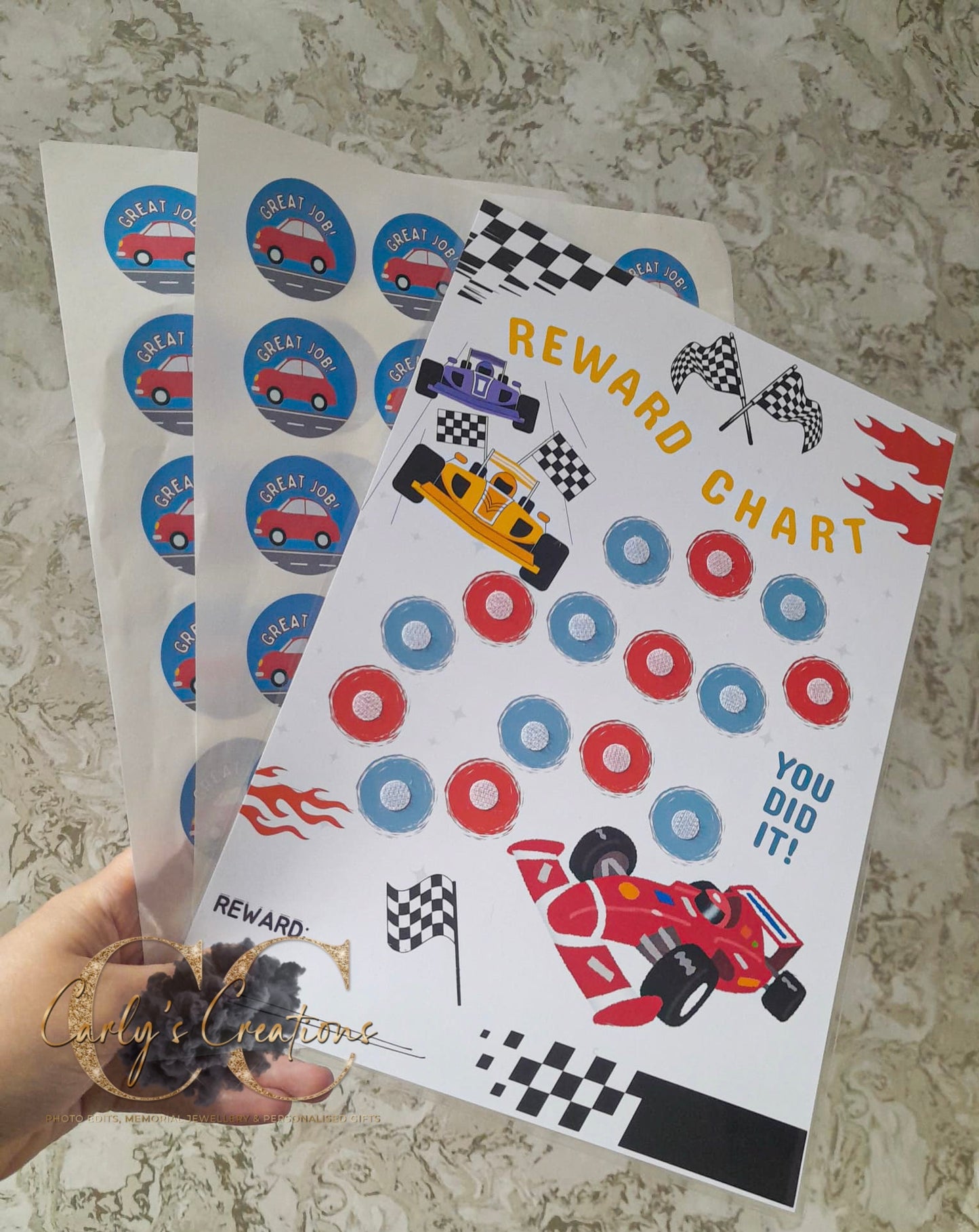Kids car reward chart & sticker set