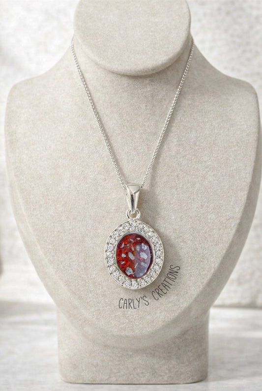 Oval with CZ surround pendant necklace
