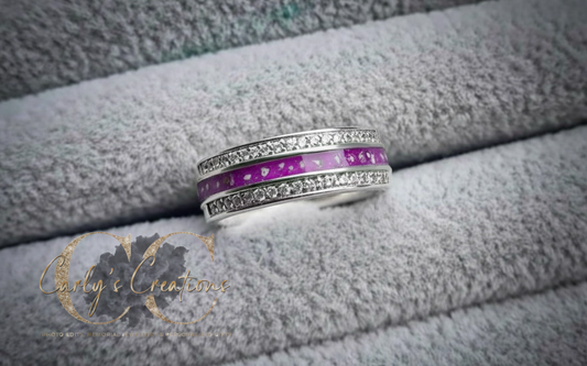 Double cz  band half channel ring