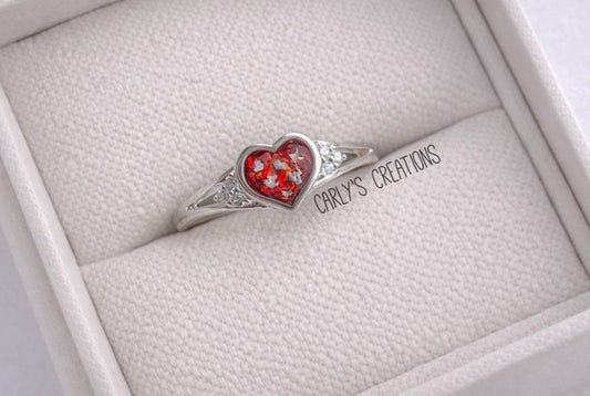 Cluster heart memorial ring