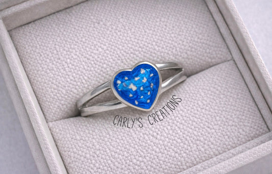 Split shank heart memorial ring