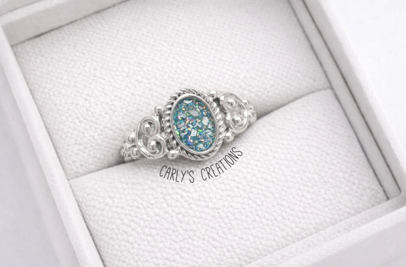 Oval Filagree bobble memorial ring