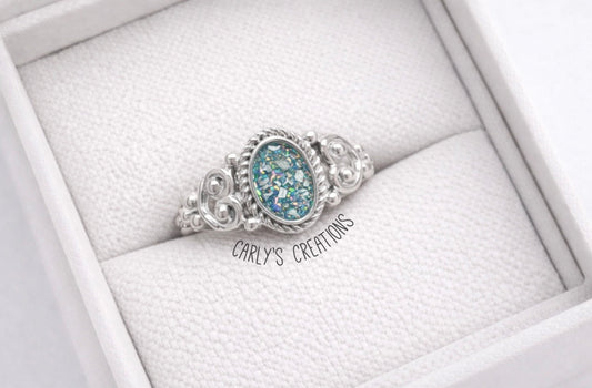 Oval Filagree bobble memorial ring