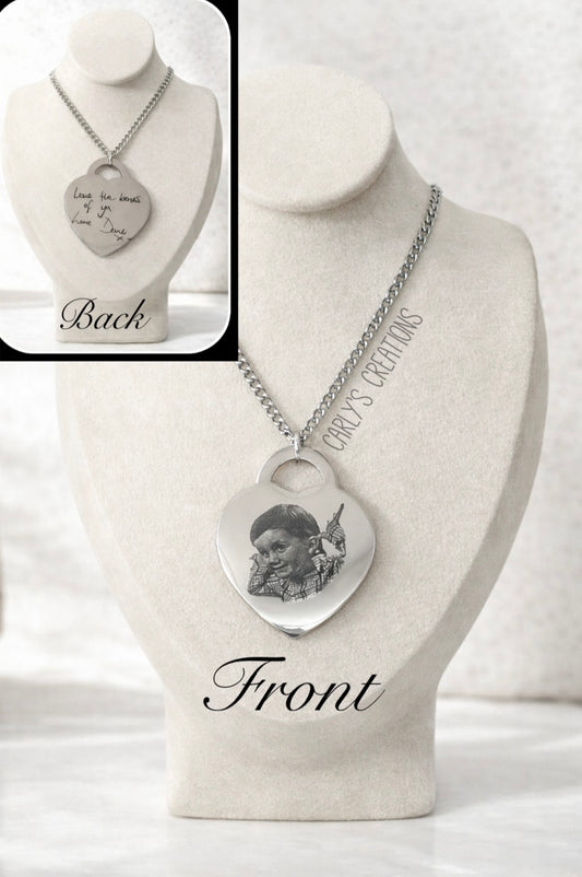 Silver engraved  heart necklace