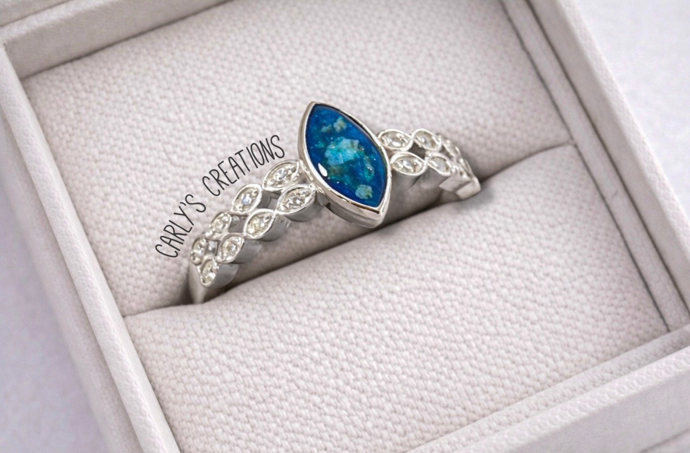 Double marquise band memorial ring
