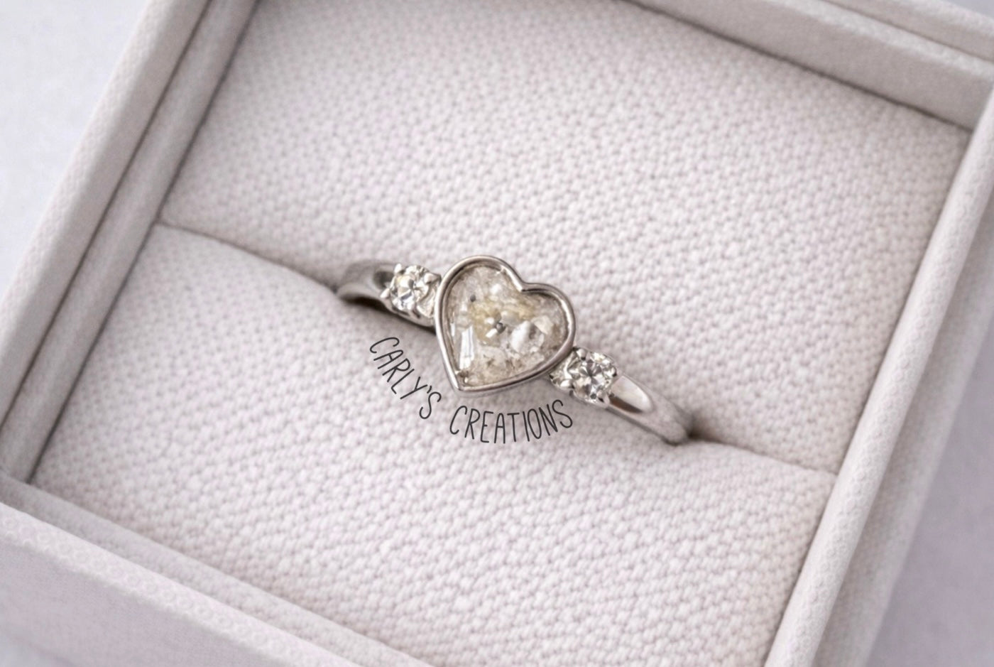 Double Gem Heart Memorial Ring