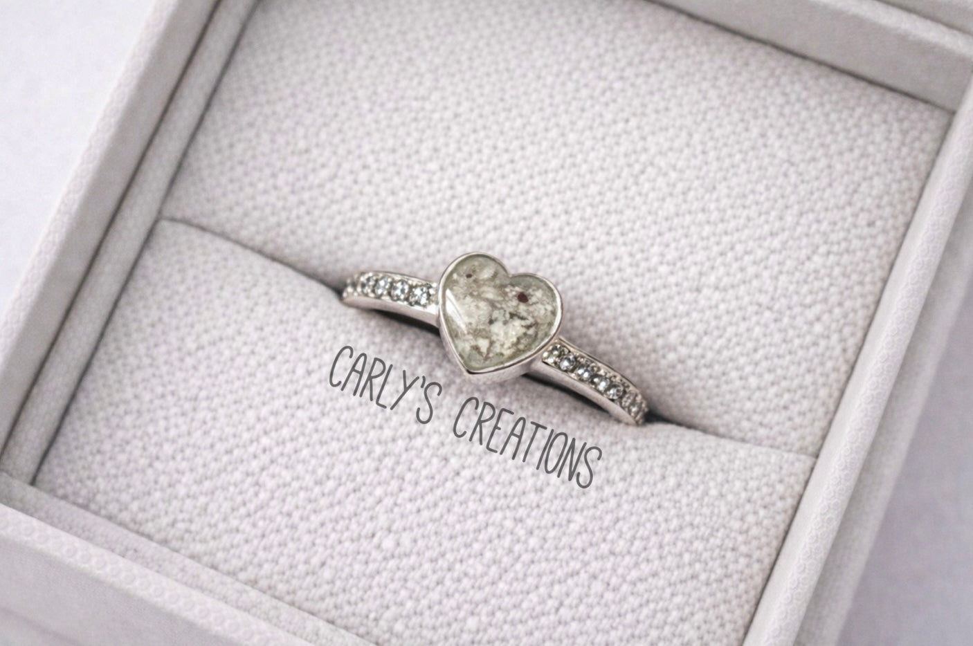 Heart Ring With Diamond  Band memorial ring