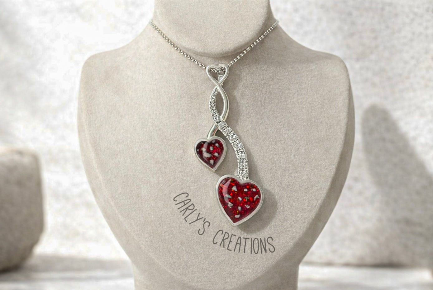 Double heart pendant necklace