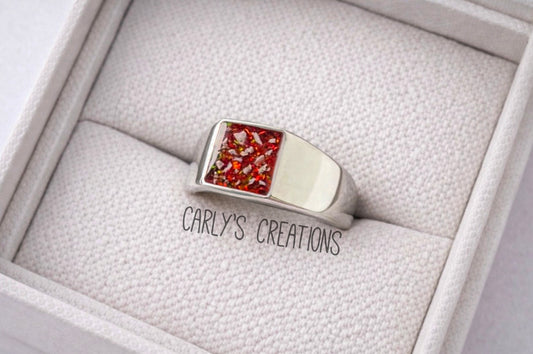 unisex square  memorial  ring