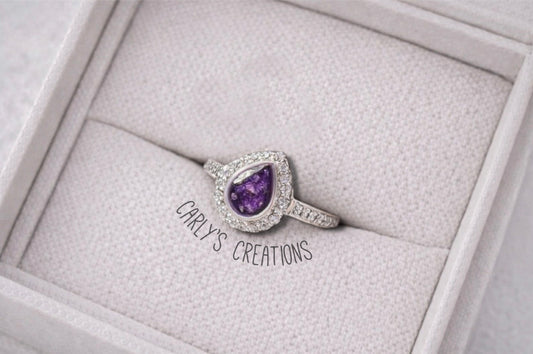 Teardrop  memorial ring