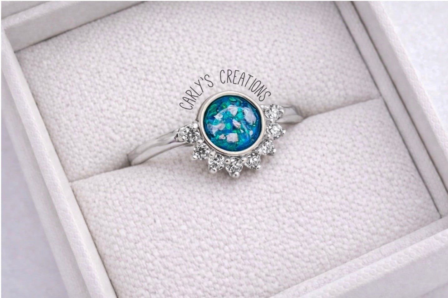 Half halo memorial ring