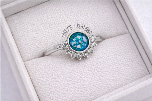 Half halo memorial ring