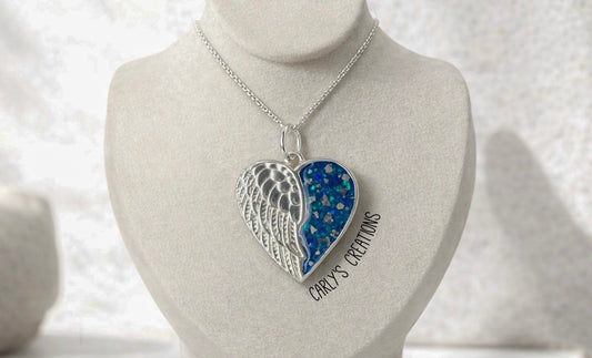 Angel wing heart necklace