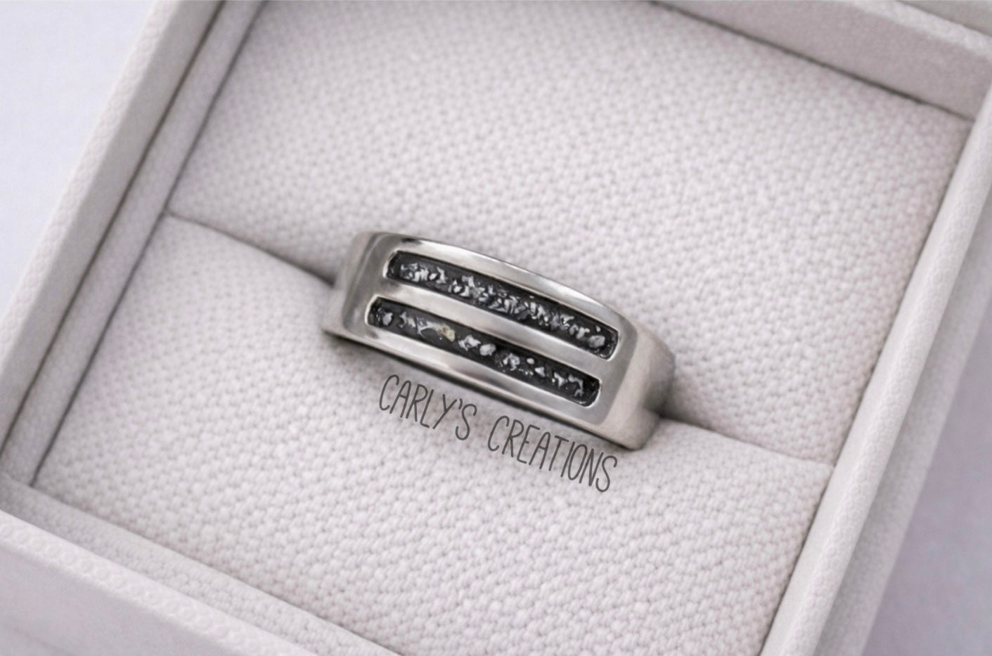 Gents Double Channel Half Band Memorial Ring