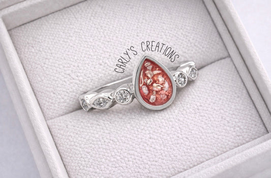 Pear style double marquise memorial ring