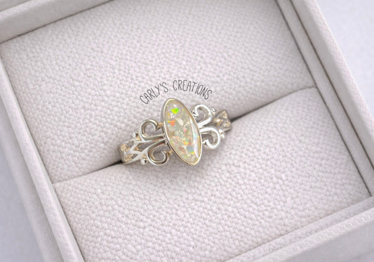 Oval marquise memorial ring