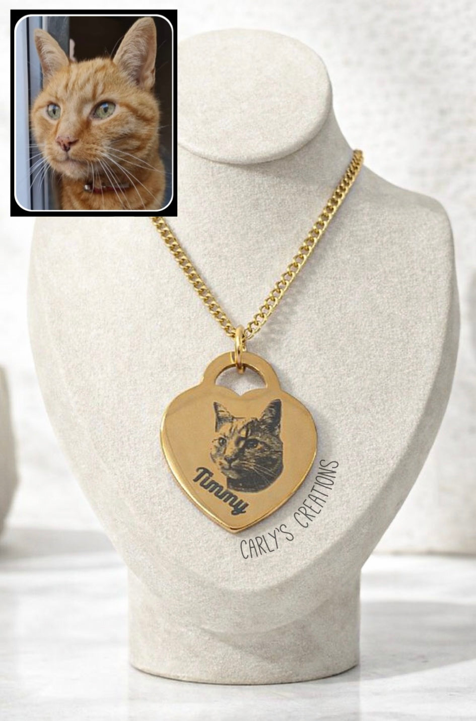 Gold engraved heart necklace