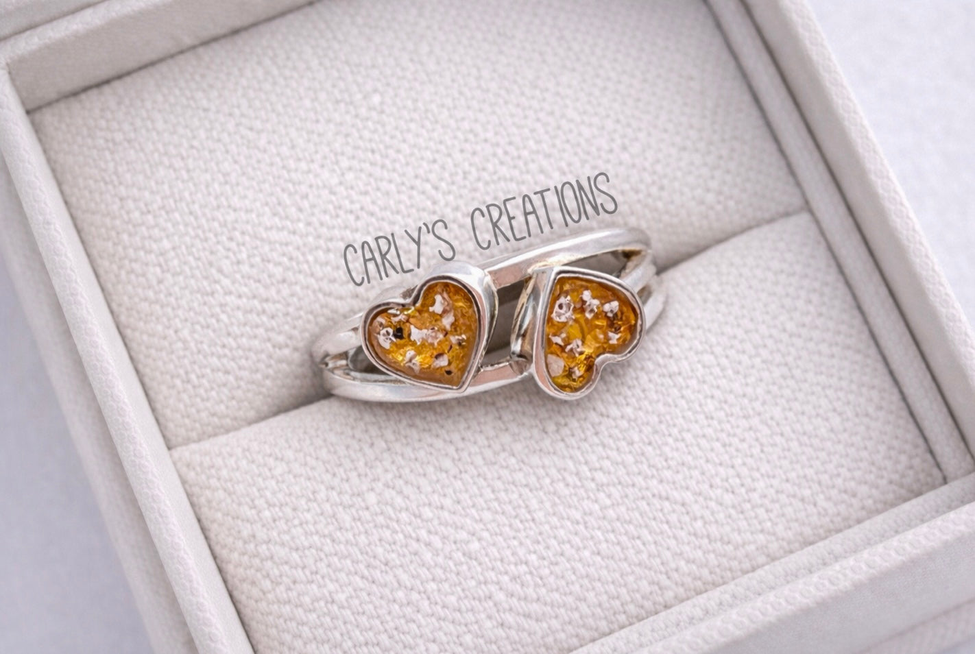Double Upside Down memorial Heart memorial Ring