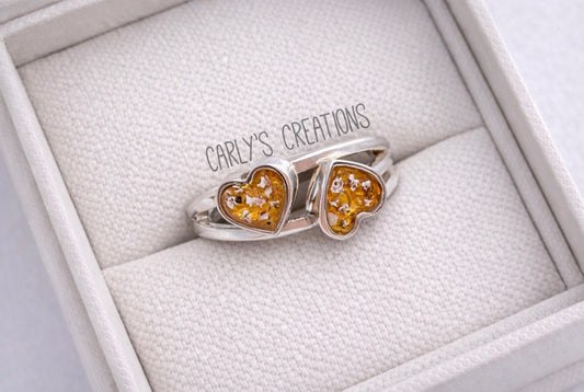 Double Upside Down memorial Heart memorial Ring