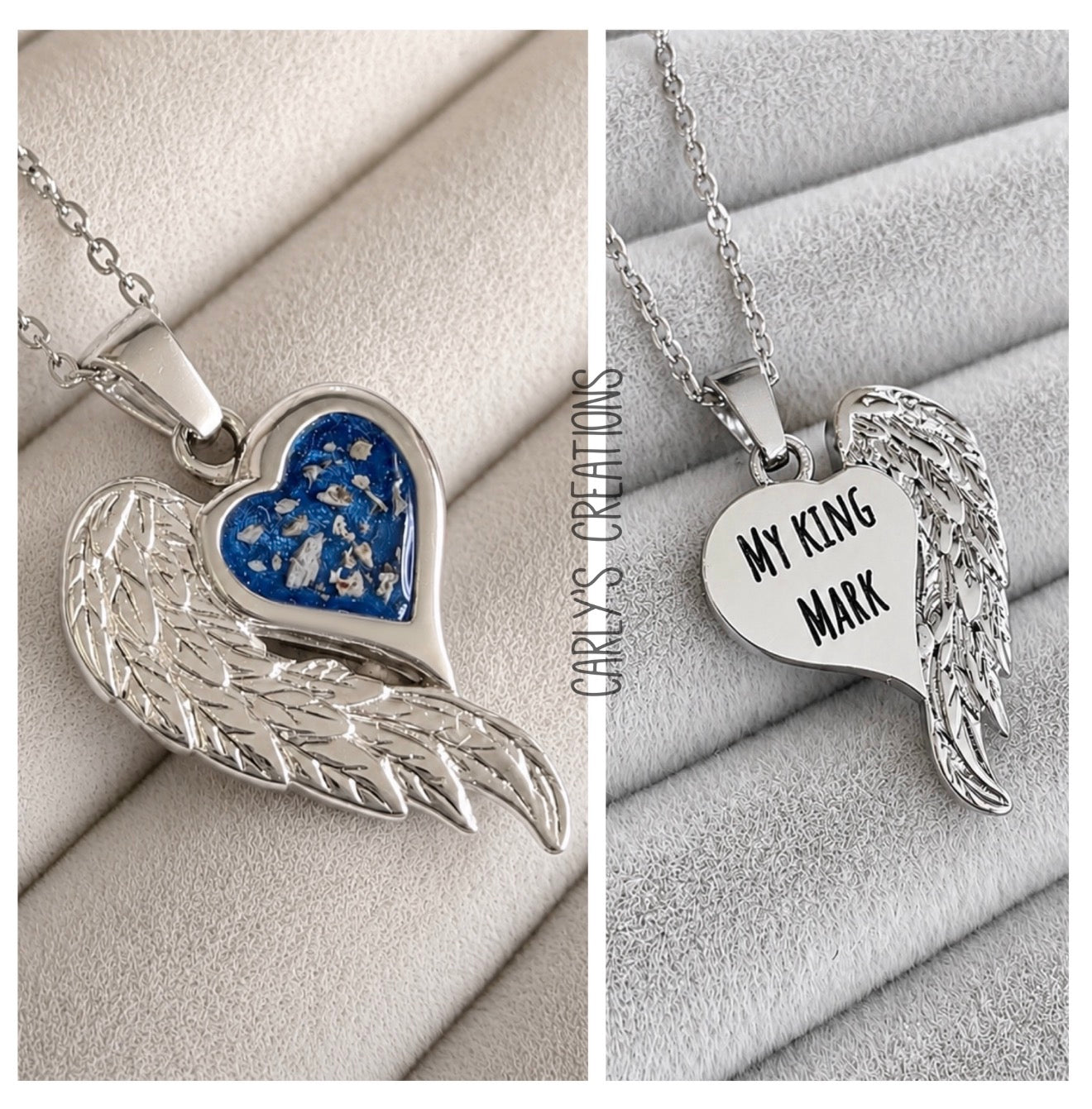 Heart angel wing pendant necklace