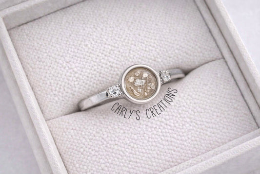 Round double gem memorial ring