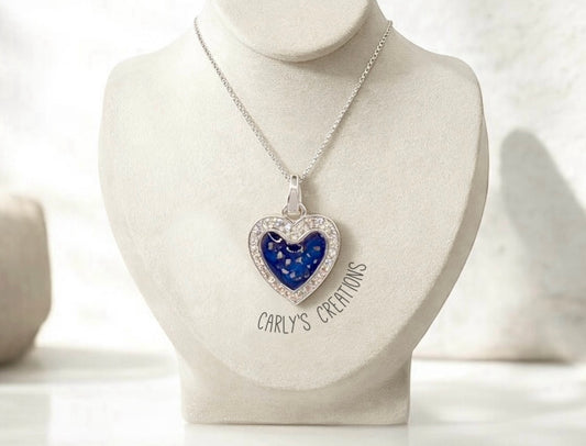 Silver Crystal Heart Necklace
