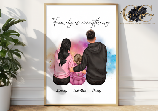Family in hoodies customised print