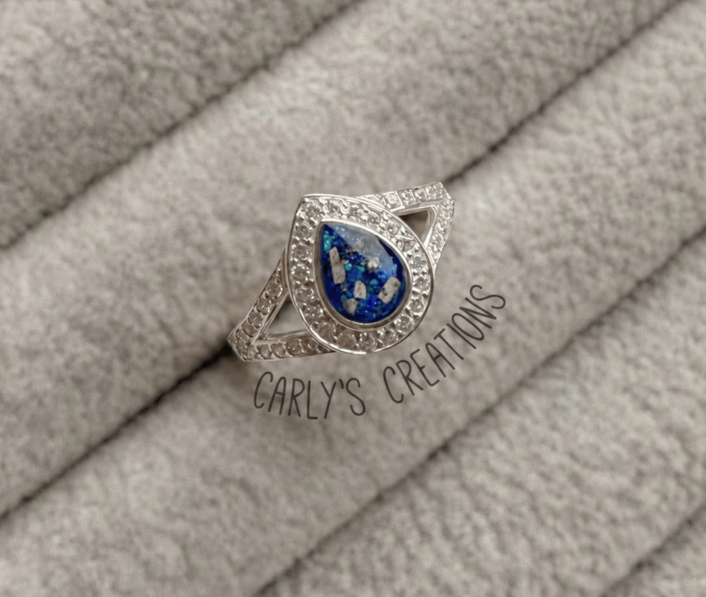 Split shank pear memorial ring
